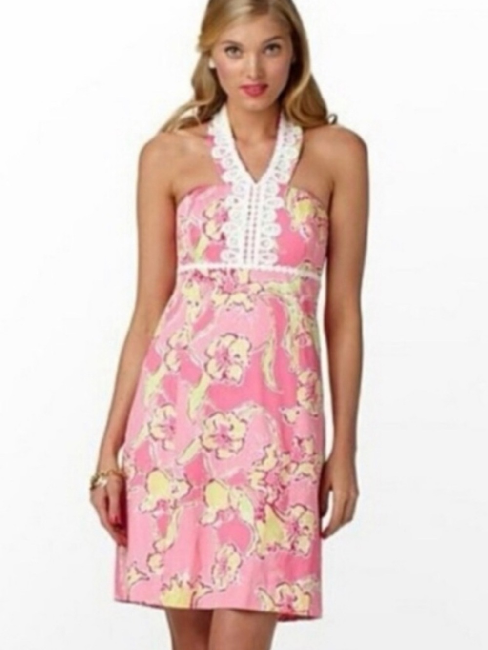 Lilly Pulitzer Isabel Halter dress in Hotty Pink Day Lily - Picture 2 of 6